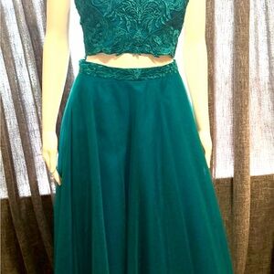Madison James Two-piece Deep Aqua/teal gown